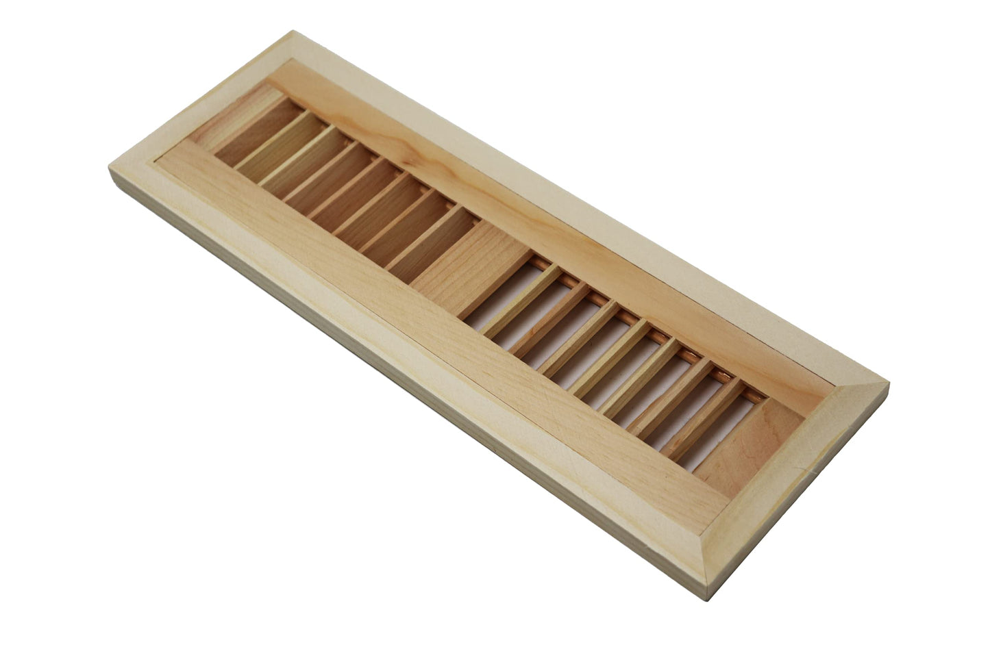 White Pine Wood Floor Register, Flush Mount Vent Cover (Unstained Unfinished Wood)