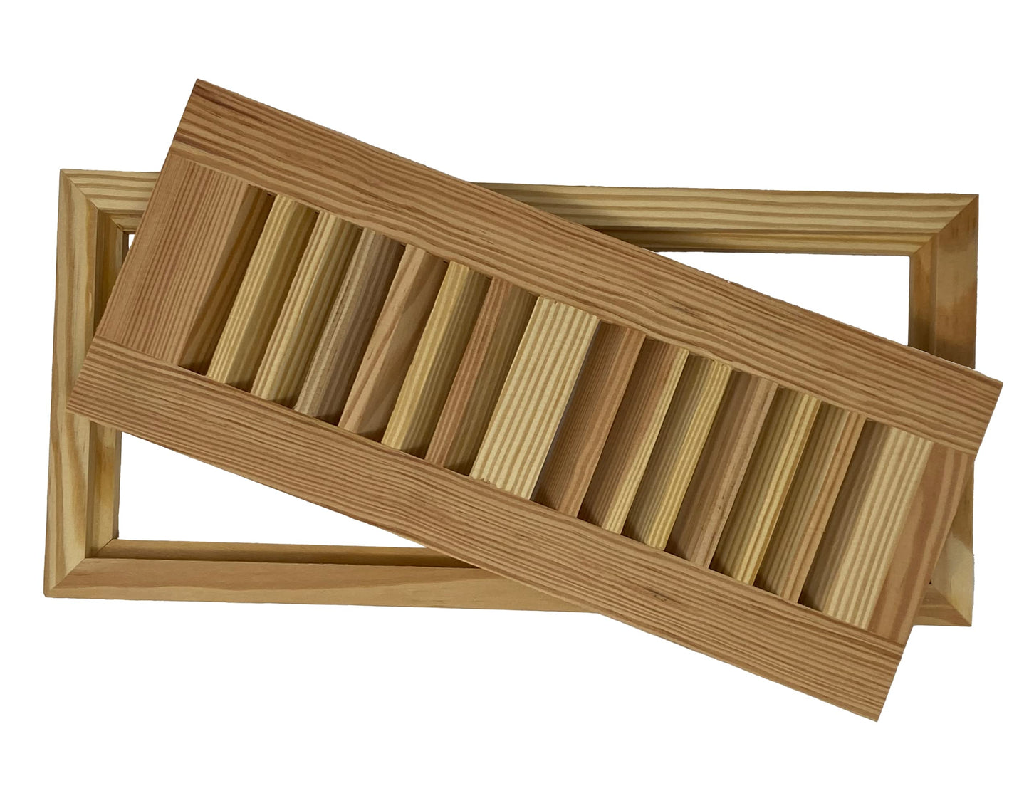 Yellow Pine Wood Floor Register, Flush Mount Vent Cover (Unstained Unfinished Wood)