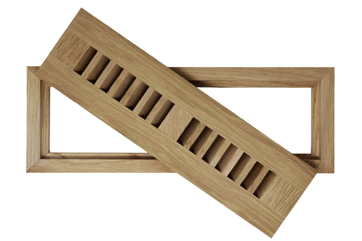 White Oak Wood Floor Register, Flush Mount Vent Cover (Unstained Unfinished Wood)