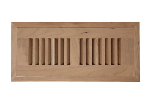 American Cherry Wood Floor Register, Flush Mount Vent Cover (Unstained Unfinished Wood)