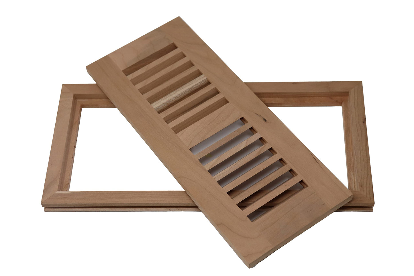 American Cherry Wood Floor Register, Flush Mount Vent Cover (Unstained Unfinished Wood)