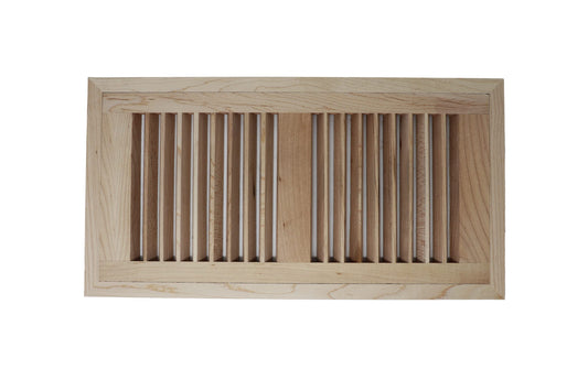 Maple Wood Floor Register, Flush Mount Vent Cover (Unstained Unfinished Wood)