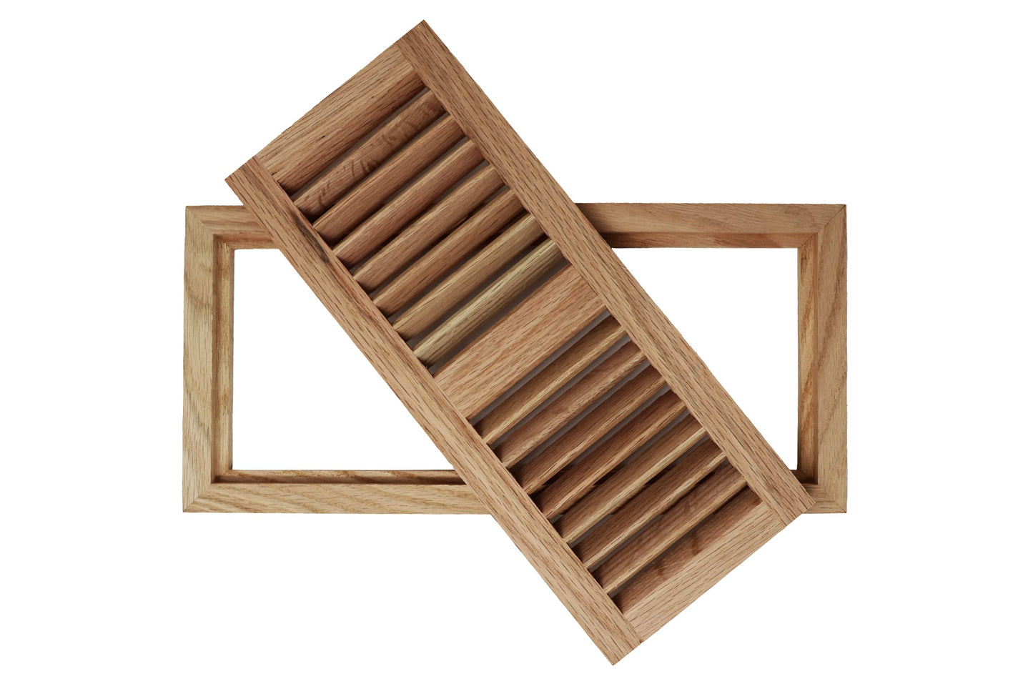 Red Oak Wood Floor Register, Flush Mount Vent Cover (Unstained Unfinished Wood)