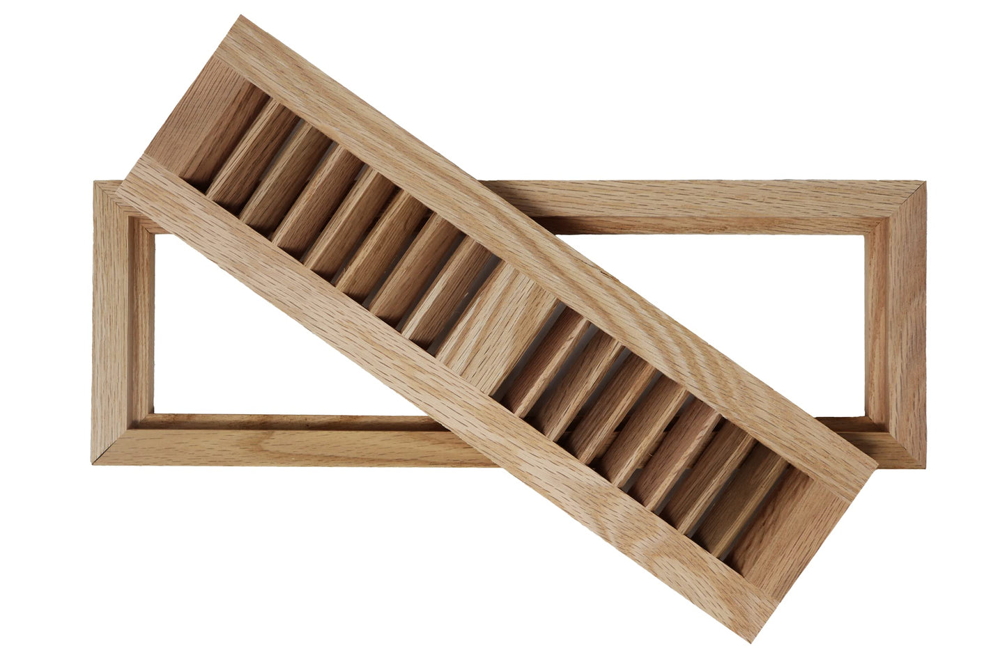 Red Oak Wood Floor Register, Flush Mount Vent Cover (Unstained Unfinished Wood)