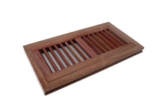 Santos Mahogany Wood Floor Register, Flush Mount Vent Cover (Unstained Unfinished Wood)