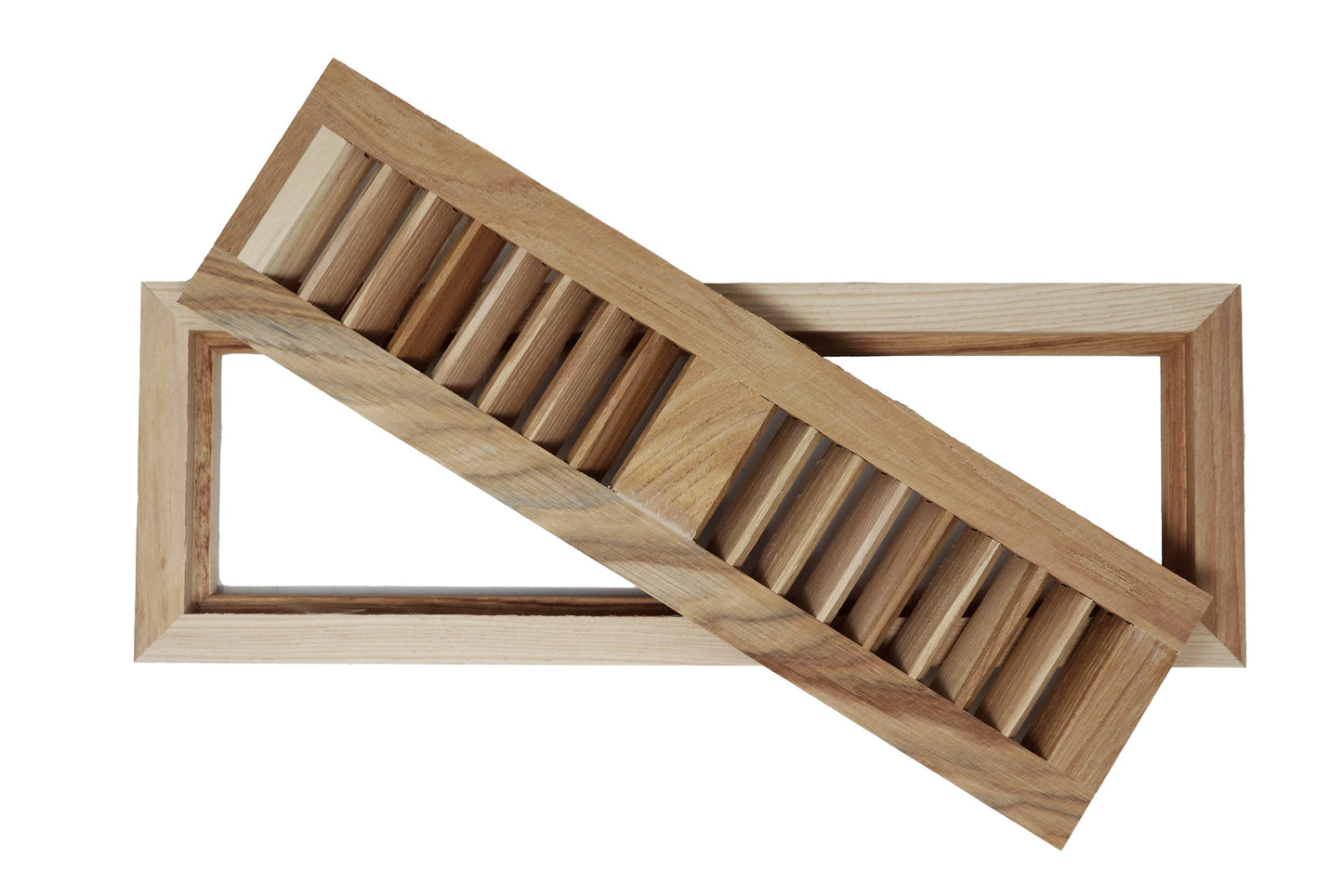 Hickory Wood Floor Register, Flush Mount Vent Cover (Unstained Unfinished Wood)