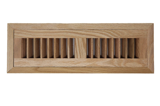 Red Oak Wood Floor Register, Flush Mount Vent Cover (Unstained Unfinished Wood)
