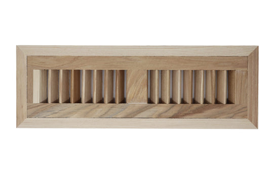 Hickory Wood Floor Register, Flush Mount Vent Cover (Unstained Unfinished Wood)