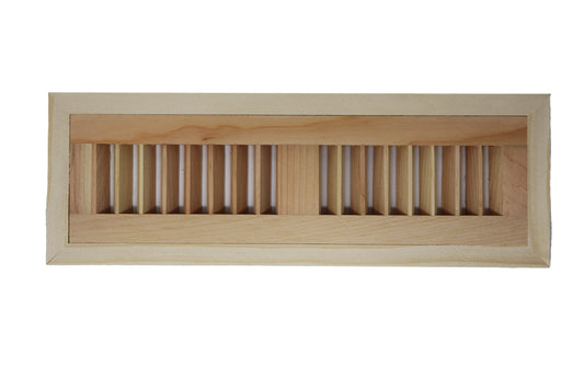 White Pine Wood Floor Register, Flush Mount Vent Cover (Unstained Unfinished Wood)