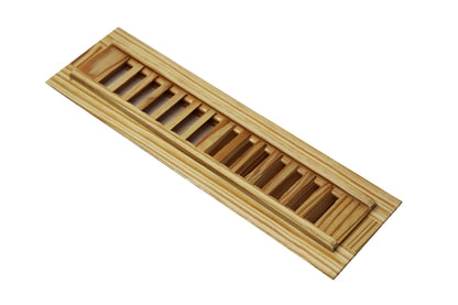 Yellow Pine Wood Floor Register, Drop in Vent Cover (Unstained Unfinished Wood)