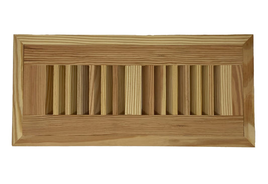 Yellow Pine Wood Floor Register, Flush Mount Vent Cover (Unstained Unfinished Wood)